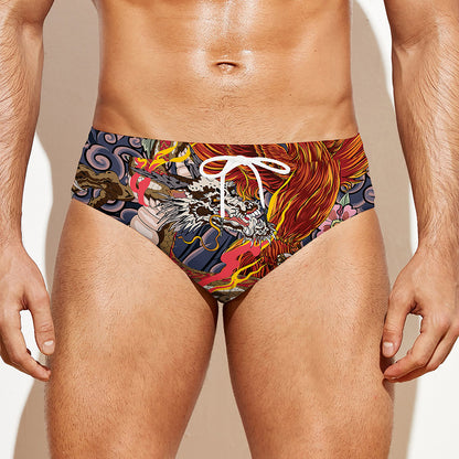 Japanese Dragon And Phoenix Tattoo Print Men's Swim Briefs