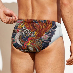 Japanese Dragon And Phoenix Tattoo Print Men's Swim Briefs