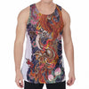 Japanese Dragon And Phoenix Tattoo Print Men's Velvet Tank Top