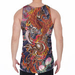 Japanese Dragon And Phoenix Tattoo Print Men's Velvet Tank Top