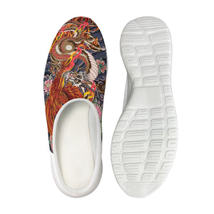 Japanese Dragon And Phoenix Tattoo Print Mesh Casual Shoes