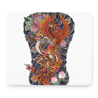 Japanese Dragon And Phoenix Tattoo Print Mouse Pad