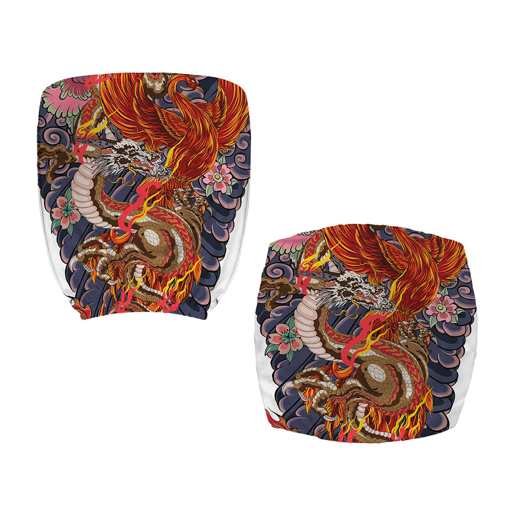 Japanese Dragon And Phoenix Tattoo Print Office Chair Cover