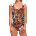 Japanese Dragon And Phoenix Tattoo Print One Piece Swimsuit