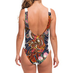 Japanese Dragon And Phoenix Tattoo Print One Piece Swimsuit