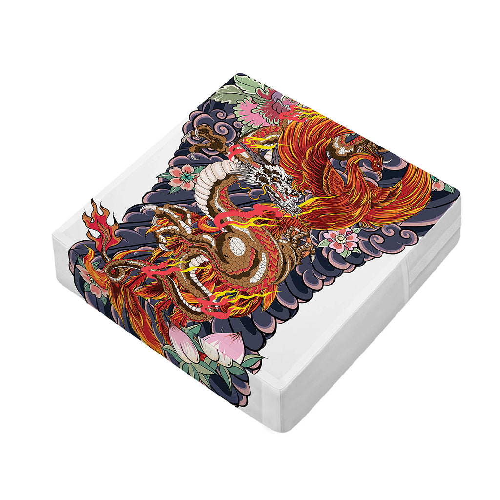 Japanese Dragon And Phoenix Tattoo Print Outdoor Seat Cushion Cover