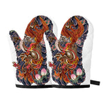 Japanese Dragon And Phoenix Tattoo Print Oven Mitts