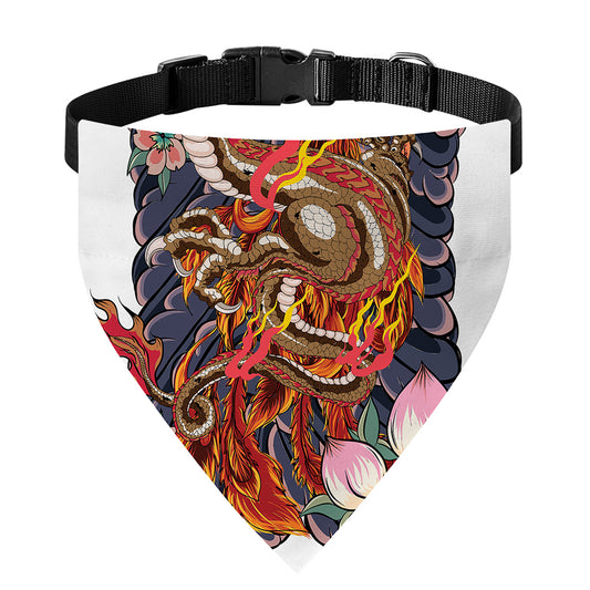 Japanese Dragon And Phoenix Tattoo Print Over The Collar Dog Bandana