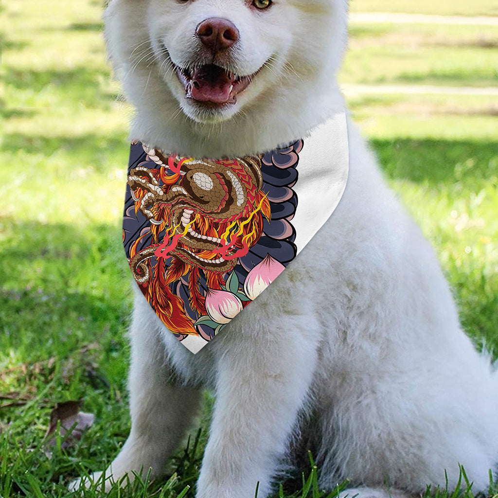 Japanese Dragon And Phoenix Tattoo Print Over The Collar Dog Bandana