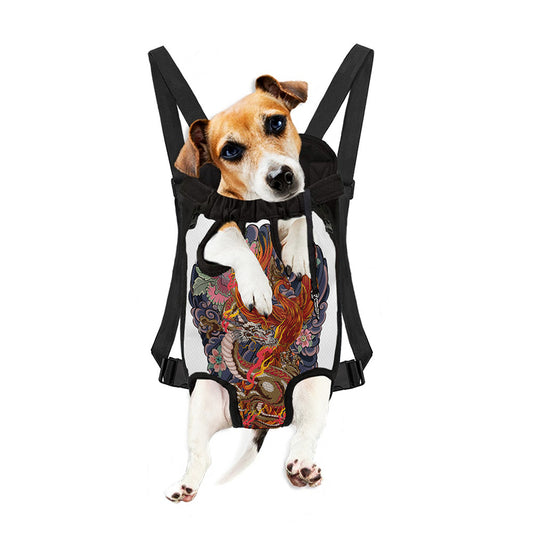 Japanese Dragon And Phoenix Tattoo Print Pet Carrier Backpack