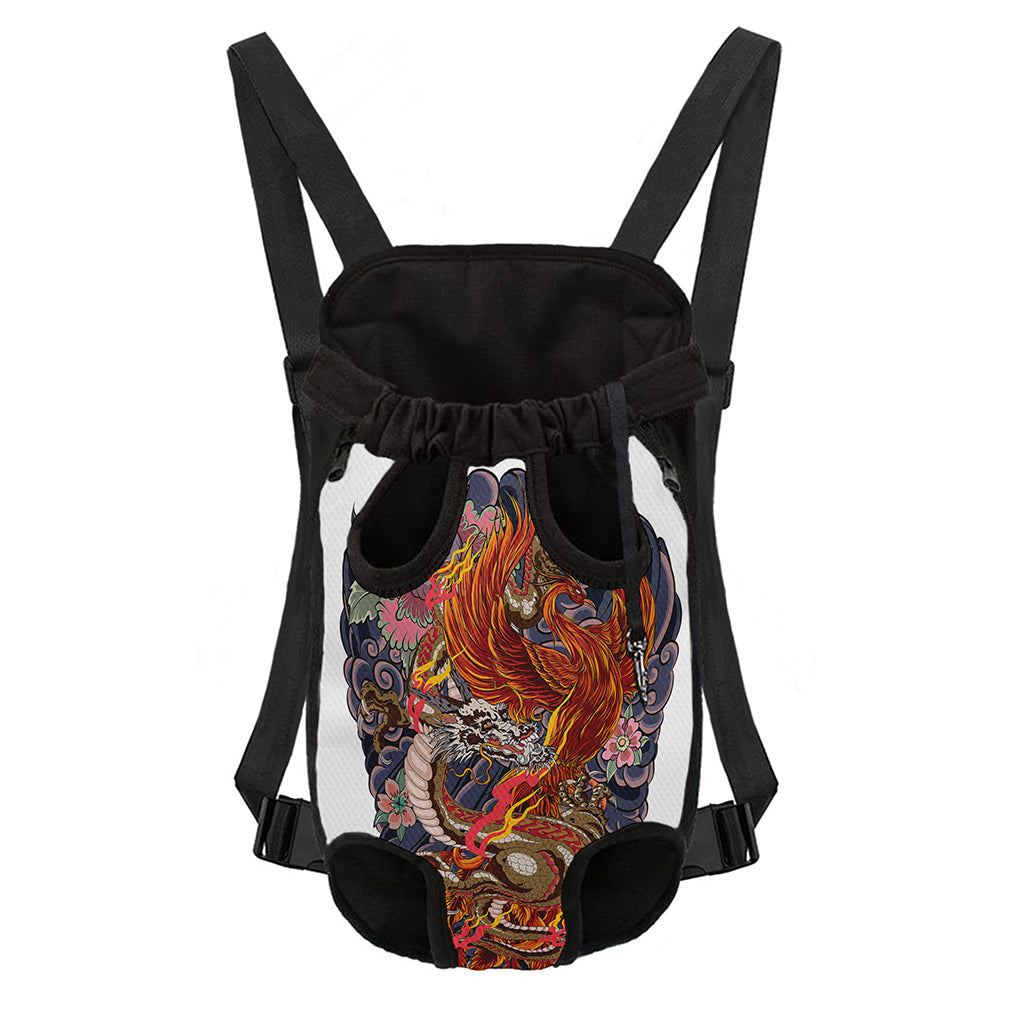 Japanese Dragon And Phoenix Tattoo Print Pet Carrier Backpack