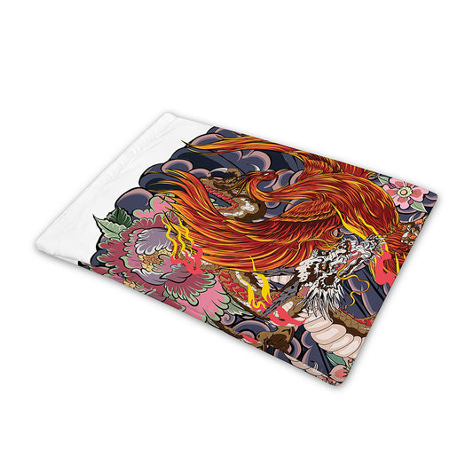 Japanese Dragon And Phoenix Tattoo Print Pet Cooling Mat Cover