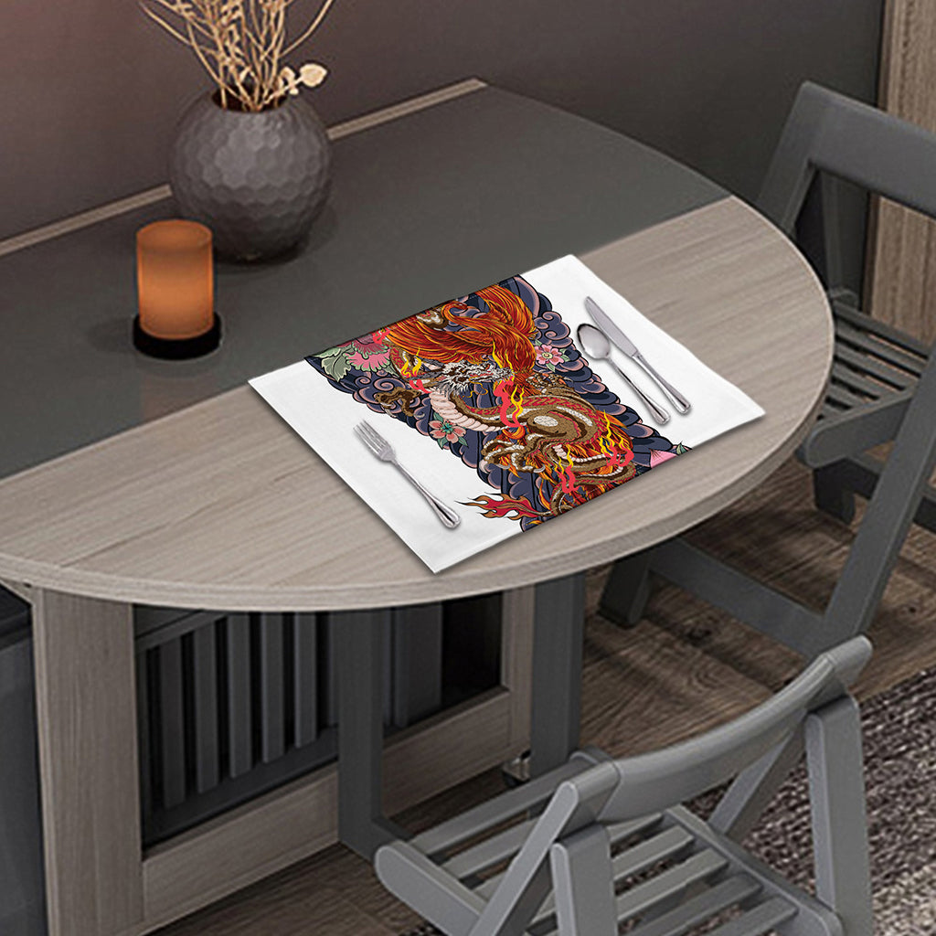 Japanese Dragon And Phoenix Tattoo Print Placemat