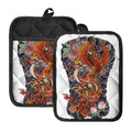 Japanese Dragon And Phoenix Tattoo Print Pot Holders With Pocket