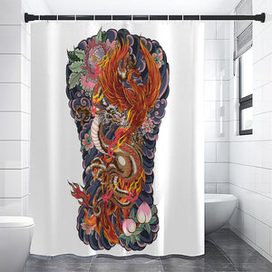 Japanese Dragon And Phoenix Tattoo Print Premium Shower Curtain