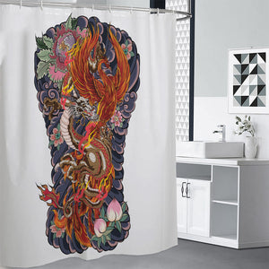 Japanese Dragon And Phoenix Tattoo Print Premium Shower Curtain