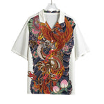 Japanese Dragon And Phoenix Tattoo Print Rayon Hawaiian Shirt