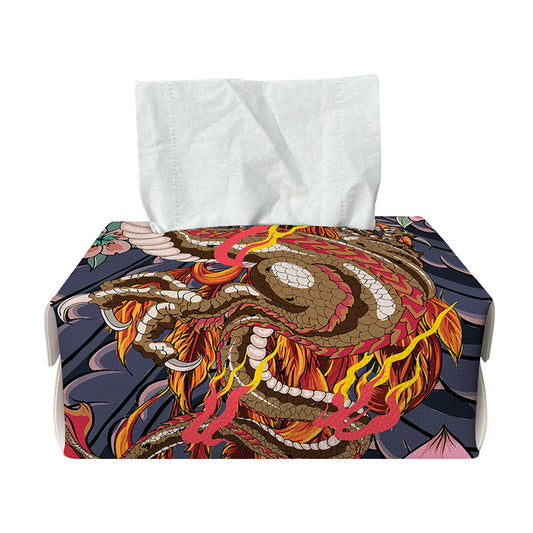 Japanese Dragon And Phoenix Tattoo Print Rectangle Tissue Box Cover