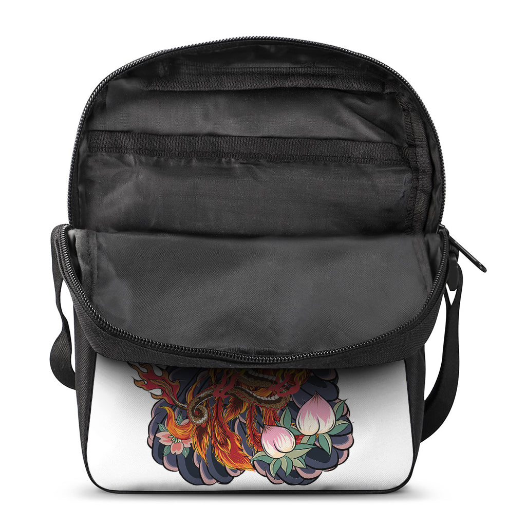 Japanese Dragon And Phoenix Tattoo Print Rectangular Crossbody Bag