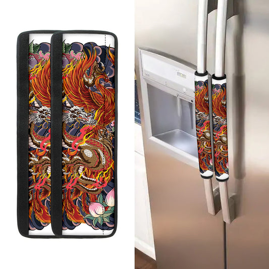 Japanese Dragon And Phoenix Tattoo Print Refrigerator Handle Covers