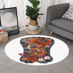 Japanese Dragon And Phoenix Tattoo Print Round Rug