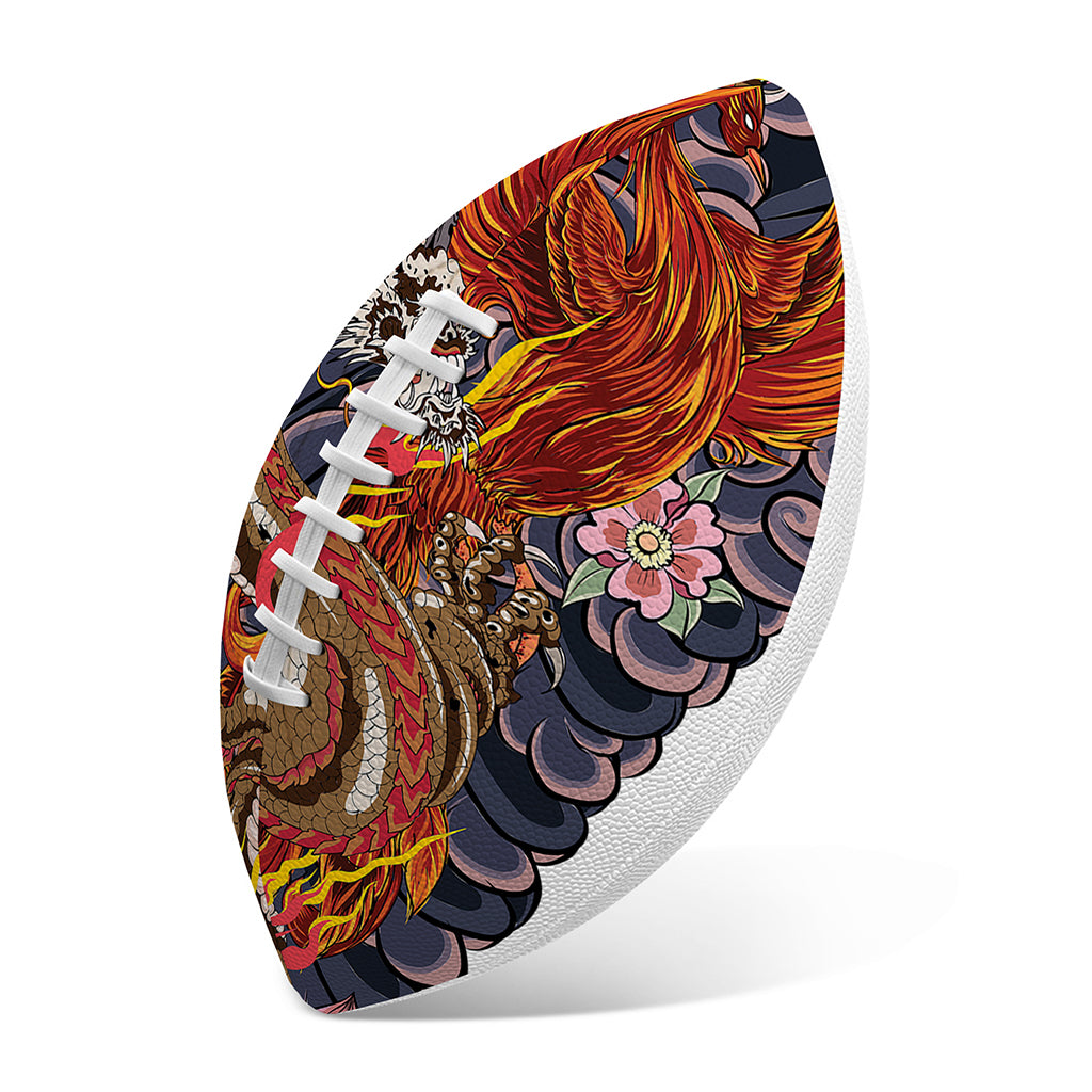 Japanese Dragon And Phoenix Tattoo Print Rugby Ball