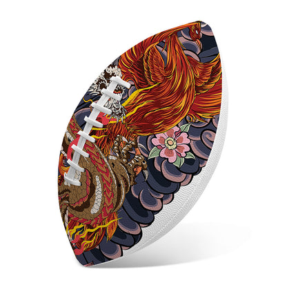 Japanese Dragon And Phoenix Tattoo Print Rugby Ball