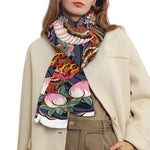 Japanese Dragon And Phoenix Tattoo Print Scarf
