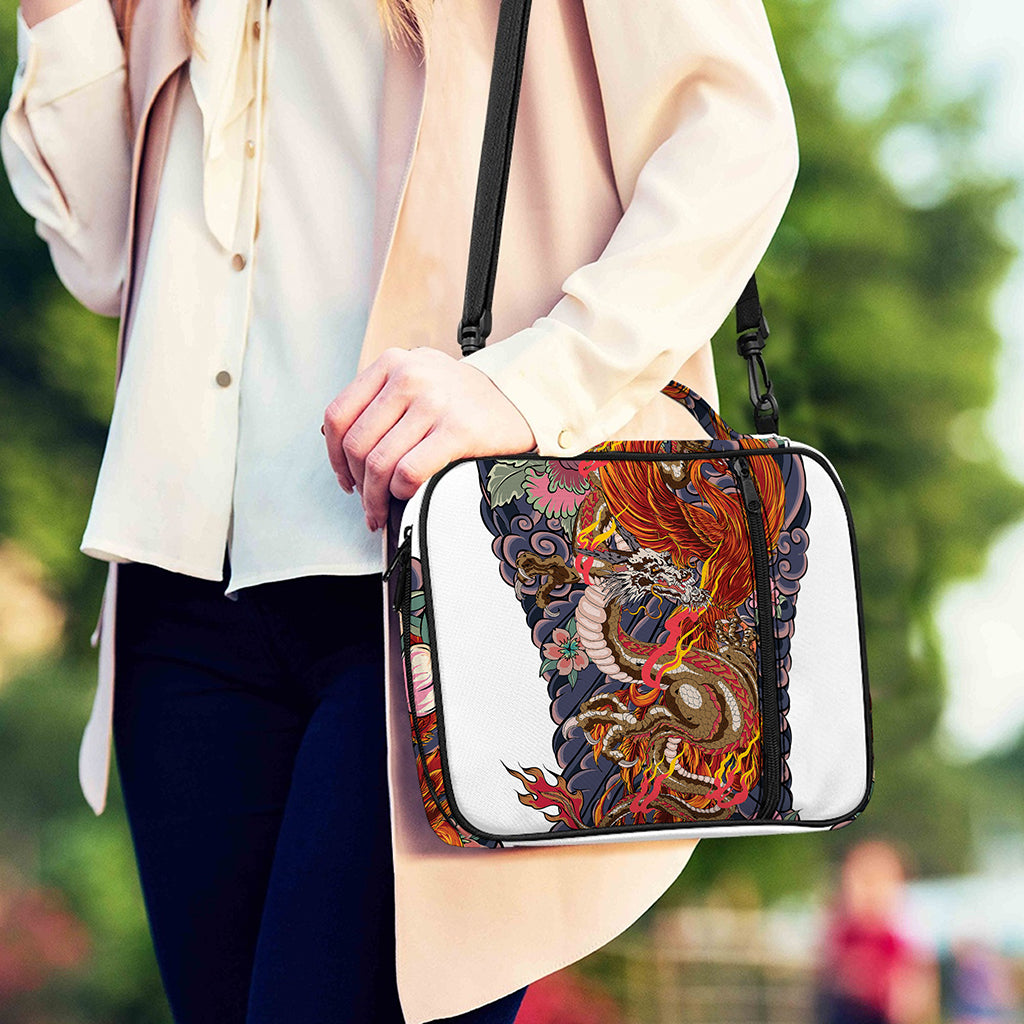 Japanese Dragon And Phoenix Tattoo Print Shoulder Strap Bible Bag