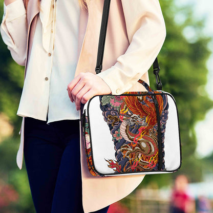 Japanese Dragon And Phoenix Tattoo Print Shoulder Strap Bible Bag