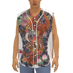 Japanese Dragon And Phoenix Tattoo Print Sleeveless Baseball Jersey