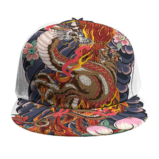 Japanese Dragon And Phoenix Tattoo Print Snapback Cap