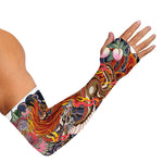Japanese Dragon And Phoenix Tattoo Print Sun Protection Arm Sleeves