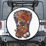 Japanese Dragon And Phoenix Tattoo Print Tire Cover With Camera Hole