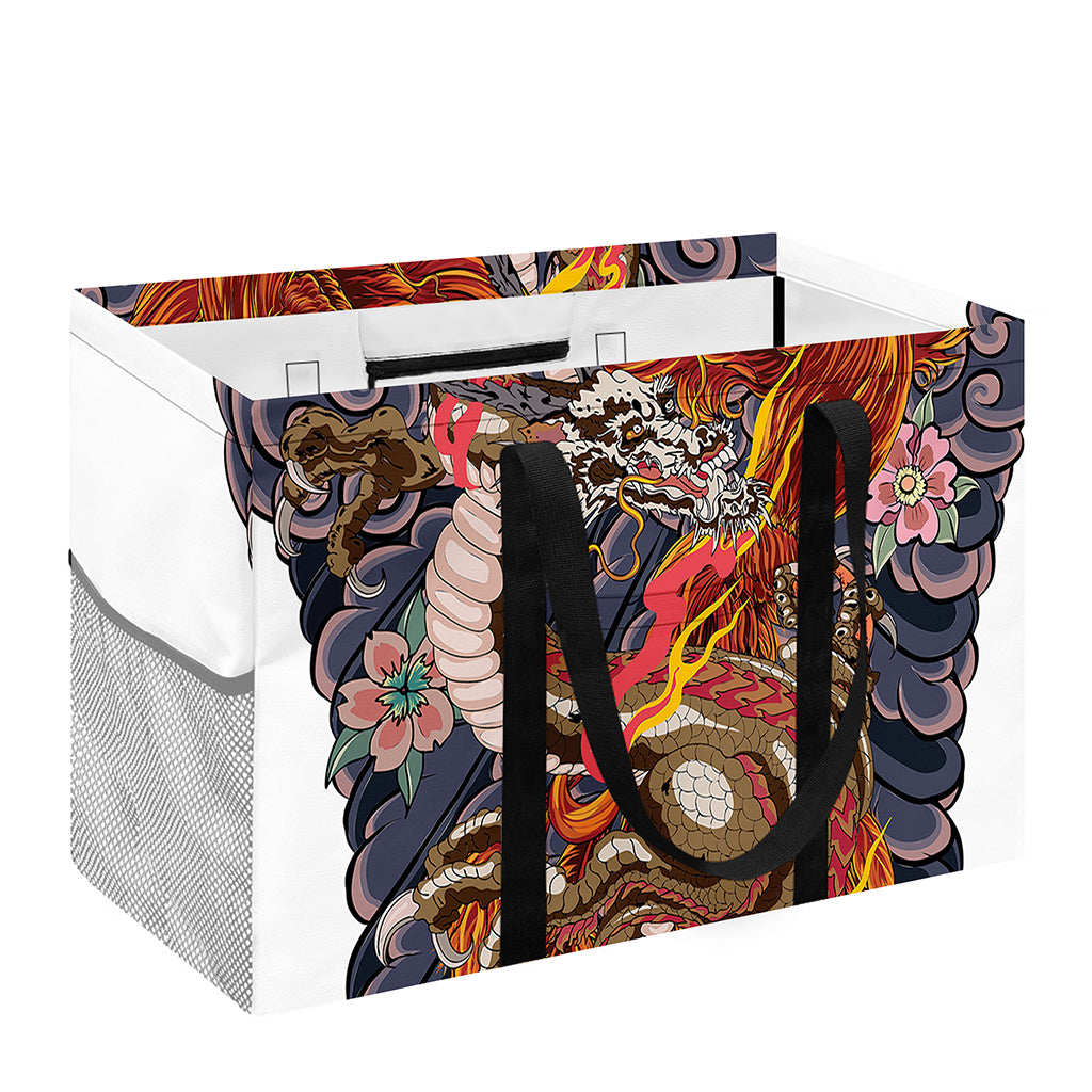 Japanese Dragon And Phoenix Tattoo Print Utility Tote Bag