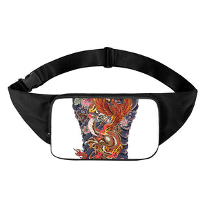 Japanese Dragon And Phoenix Tattoo Print Waist Bag