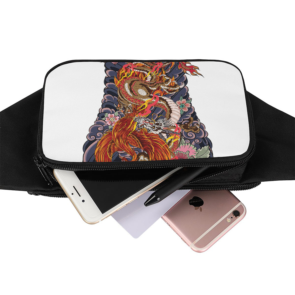 Japanese Dragon And Phoenix Tattoo Print Waist Bag