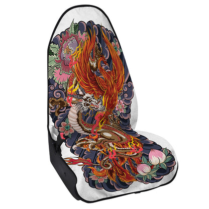 Japanese Dragon And Phoenix Tattoo Print Waterproof Car Seat Cover