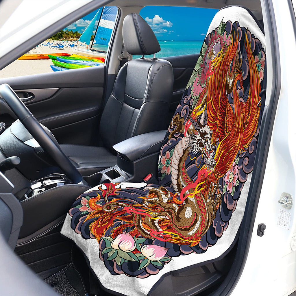 Japanese Dragon And Phoenix Tattoo Print Waterproof Car Seat Cover