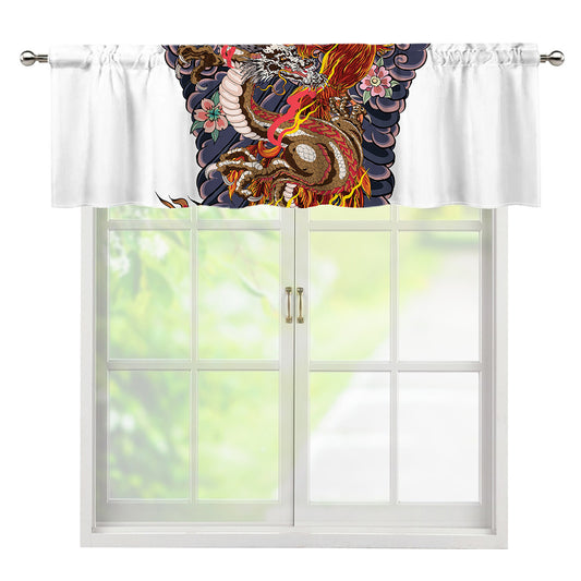 Japanese Dragon And Phoenix Tattoo Print Window Valance