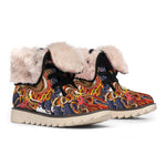 Japanese Dragon And Phoenix Tattoo Print Winter Boots