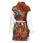 Japanese Dragon And Phoenix Tattoo Print Women's Bathrobe