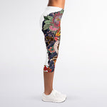 Japanese Dragon And Phoenix Tattoo Print Women's Capri Leggings