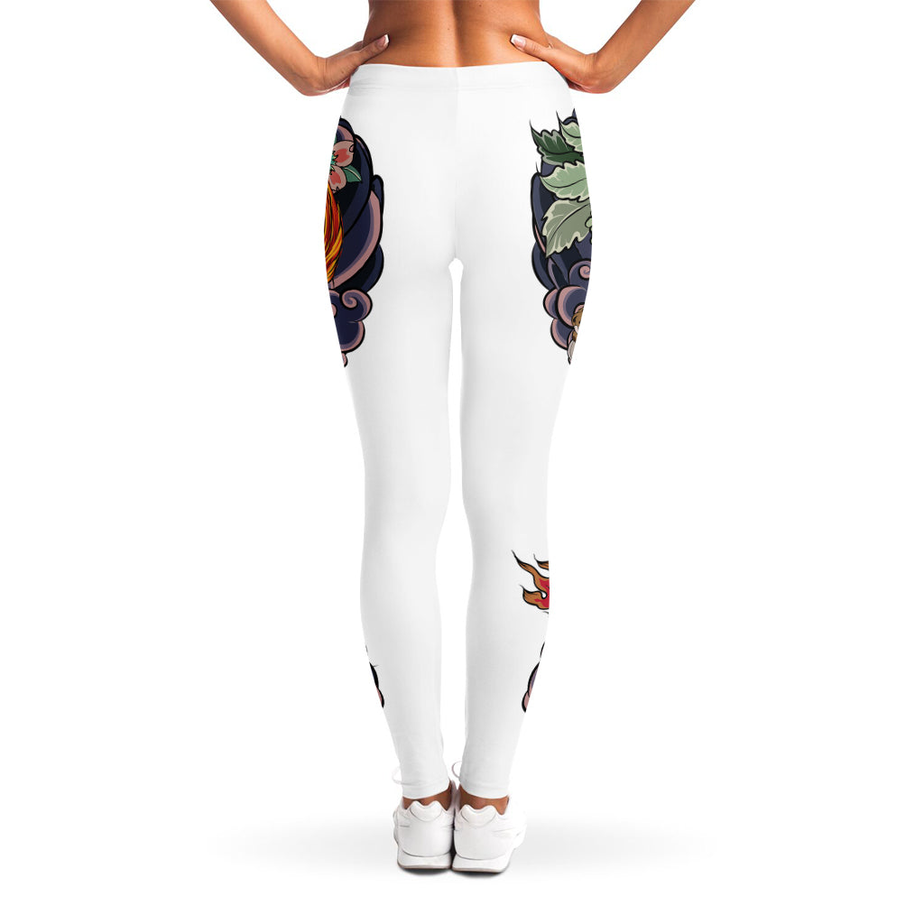 Japanese Dragon And Phoenix Tattoo Print Women's Leggings