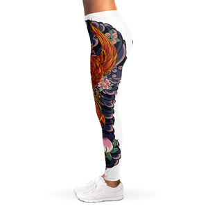 Japanese Dragon And Phoenix Tattoo Print Women's Leggings