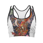 Japanese Dragon And Phoenix Tattoo Print Women's Sports Bra