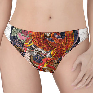 Japanese Dragon And Phoenix Tattoo Print Women's Thong