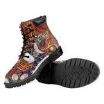 Japanese Dragon And Phoenix Tattoo Print Work Boots