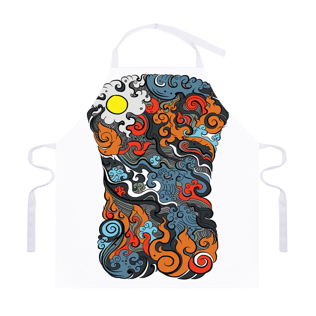 Japanese Elemental Tattoo Print Adjustable Apron