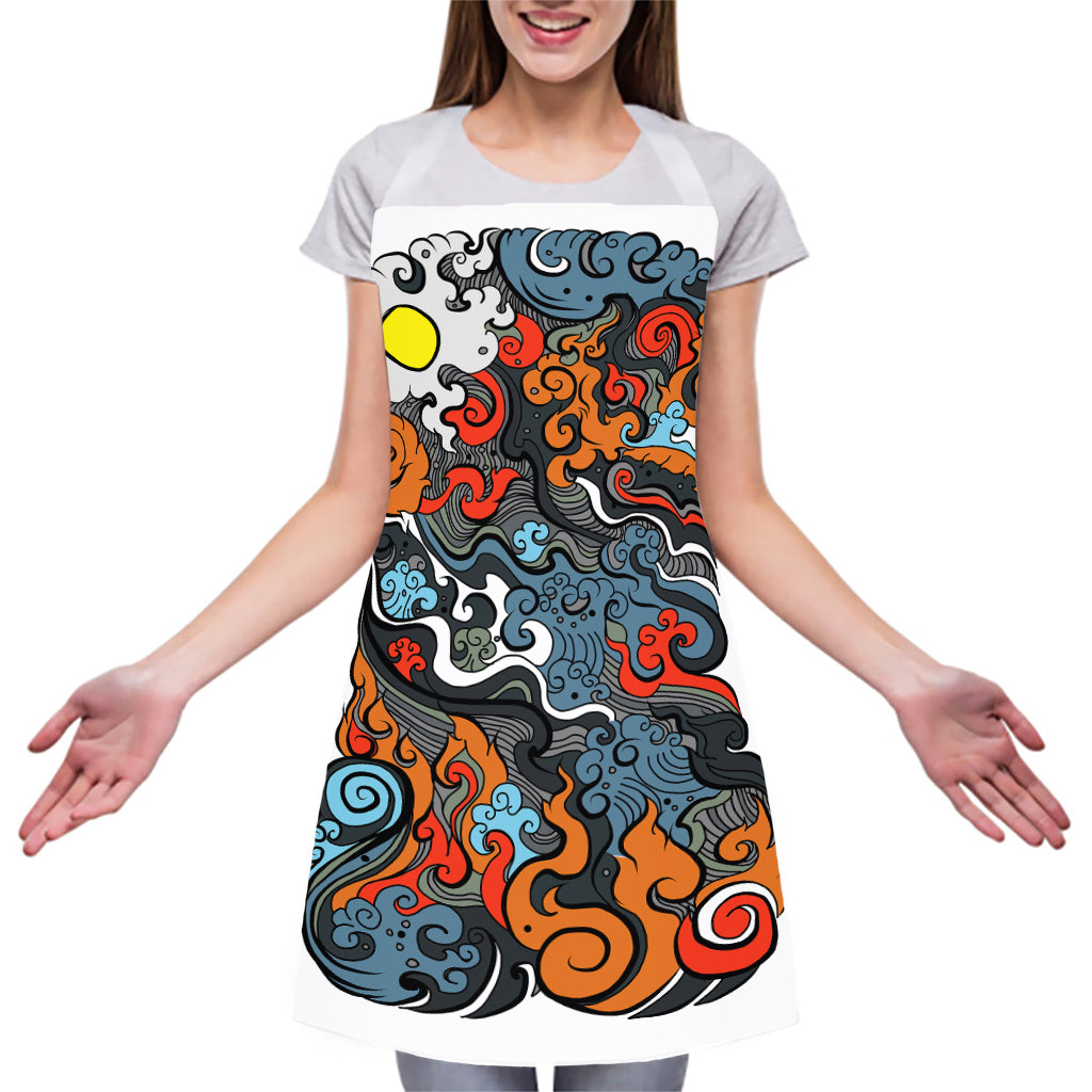 Japanese Elemental Tattoo Print Adjustable Apron